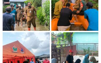 Ketua Karang Taruna payung Sekaki Abrizal Risha, Dampingi Camat Payung sekaki Tinjau Pemukiman Masyarakat Terdampak Banjir