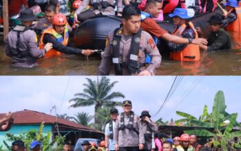 Kapolda Riau Tinjau Penanganan Banjir di Rumbai, Salurkan Bantuan dan Gelar Trauma Healing