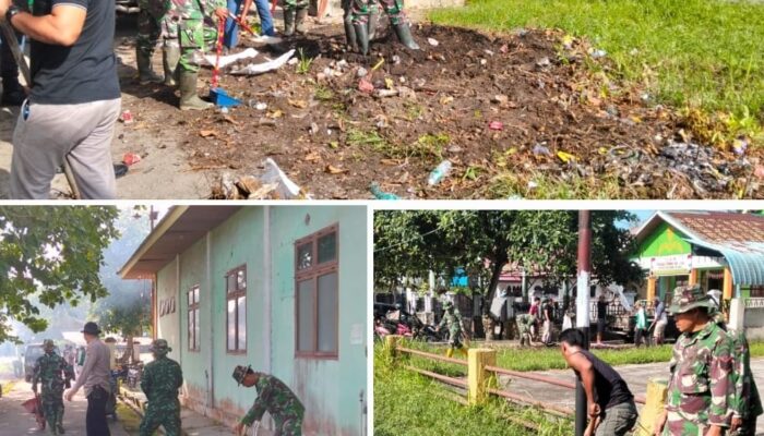 TMMD ke-124 Kodim 0320 Dumai Sasar Kebersihan Lingkungan, Pasar Minggu Bukit Kayu Kapur Bersih Bersama TNI dan Warga