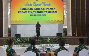 Kasdam XIX/Tuanku Tambusai Pimpin Upacara KORPS Kenaikan Pangkat Perwira Menengah