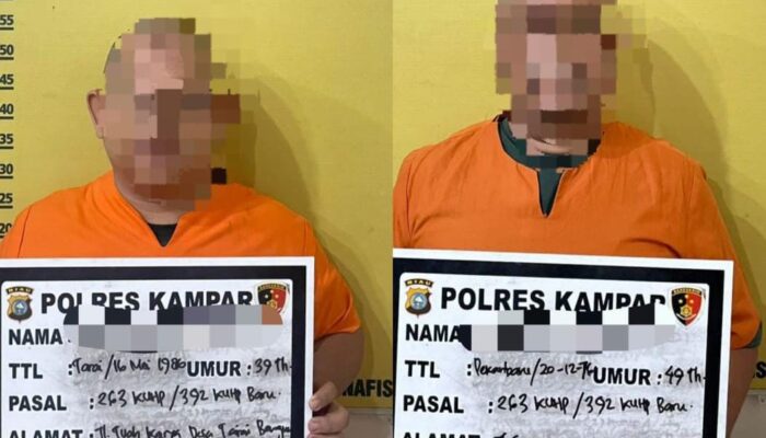 Polres Kampar Tangkap Kades dan Mantan Sekdes Tarai Bangun Terkait Pemalsuan Surat Tanah