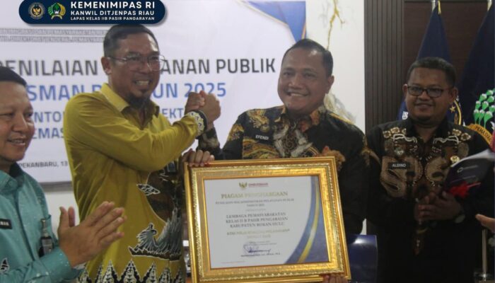 Lapas Pasir Pangaraian Raih Nilai “Sangat Baik” dalam Penilaian Maladministrasi Pelayanan Publik 2025 dari Ombudsman RI Perwakilan Riau 