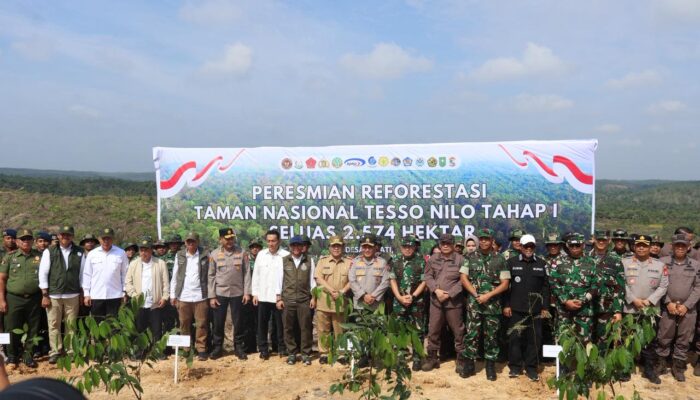 Pemulihan Kawasan TNTN, Menteri Kehutanan RI Tanam Pohon Simbolis di Pelalawan