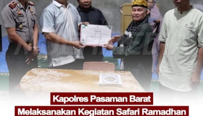 Kapolres Pasaman Barat Laksanakan Safari Ramadhan Dan Serahkan Bantuan Untuk Masjid Nurul Ikhlas