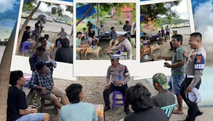 Polantas Menyapa, Ditlantas Polda Sumbar Berikan Edukasi Keselamatan kepada Sopir Truk di Teluk Bayur