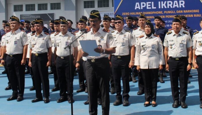 Kalapas Pasir Pangarayan Ikuti Apel Ikrar Bebas dari Peredaran Narkoba dan HP di Lingkungan Kanwil Ditjenpas Riau