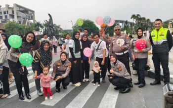 Jelang Hari Bhayangkara ke-80, Ditlantas Polda Riau Gencarkan Kampanye Keselamatan Berlalu Lintas dan Green Policing di CFD Pekanbaru