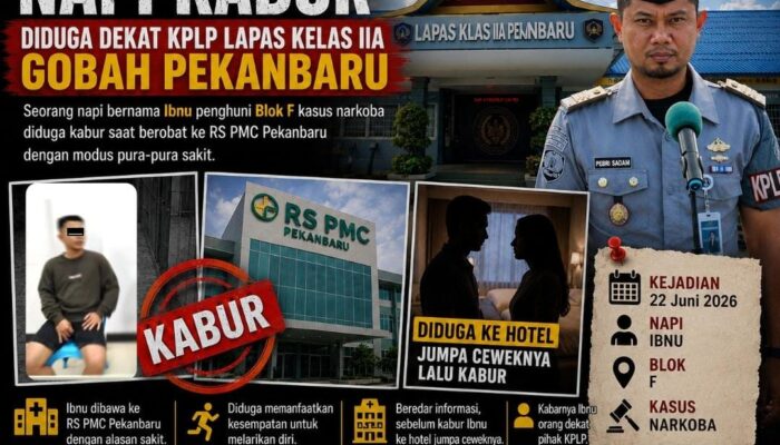 Diduga Napi Lapas Kelas IIA Gobah Pekanbaru Kabur Saat Berobat, Pihak Lapas Masih Ditunggu Beri Klarifikasi