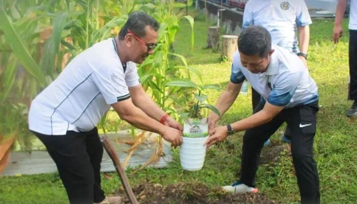 Bibit Persahabatan, Akar Sinergi: Kakanwil Ditjenpas Riau Tanam Pohon Cendera Mata Kapolda Riau