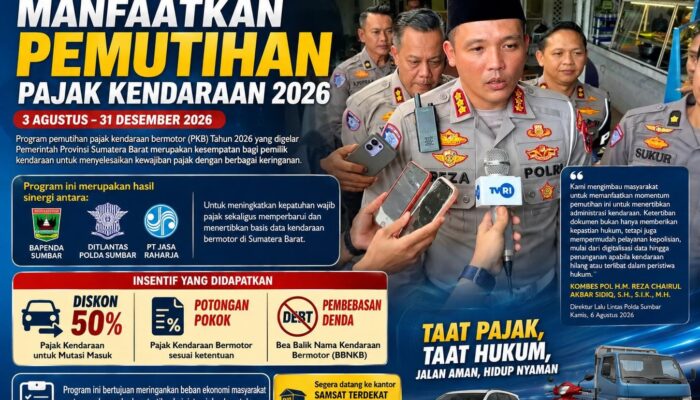 Ditlantas Polda Sumbar Ajak Masyarakat Manfaatkan Program Pemutihan Pajak Kendaraan 2026