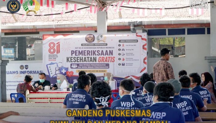 Periksa Kesehatan Petugas dan Warga Binaan, Rutan Dumai Gandeng Puskesmas Bumi Ayu dan Medang Kampai