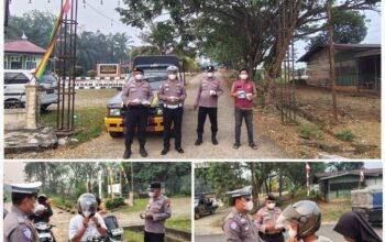 Polsek Tandun Turun Langsung Bagikan 100 Masker, Antisipasi Dampak Kabut Asap