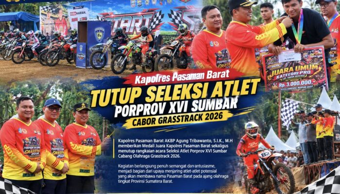 Kapolres Pasaman Barat Tutup Seleksi Atlet Porprov XVI Sumbar Cabor Grasstrack 2026