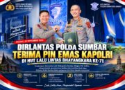 Dirlantas Polda Sumbar Terima Pin Emas Kapolri di HUT Lalu Lintas Bhayangkara ke-71