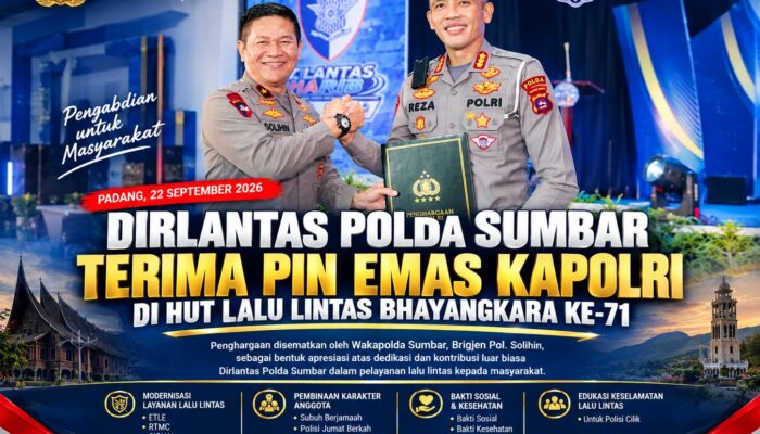 Dirlantas Polda Sumbar Terima Pin Emas Kapolri di HUT Lalu Lintas Bhayangkara ke-71
