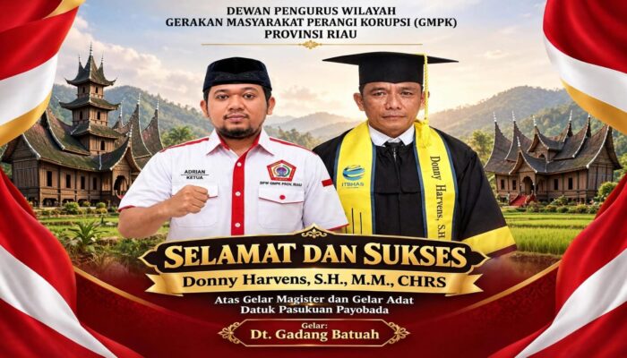 Adrian GMPK Riau Ucapkan Selamat: Donny Harvens Raih Gelar Adat Datuk Gadang Batuah & Magister Manajemen