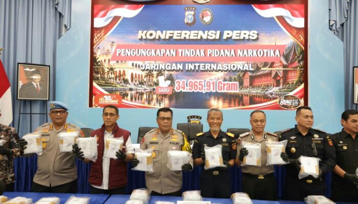 Polda Riau Gagalkan Peredaran 34,9 Kg Sabu, Lima Tersangka Ditangkap